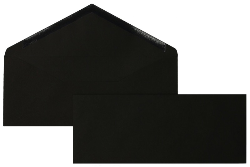enveloppes colorées noir 95 x 235 mm | 120 g/m² velin | sans fenêtre | fermeture gommée | rabat pointu | 100 pièces