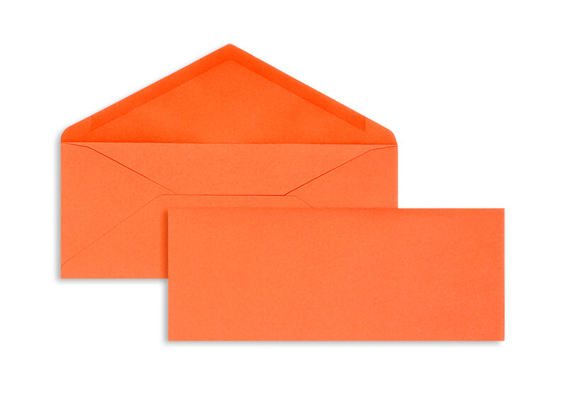 enveloppes colorées orange 95 x 235 mm | 120 g/m² velin | sans fenêtre | fermeture gommée | rabat pointu | 100 pièces