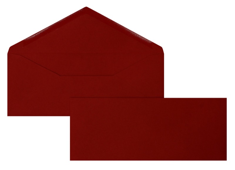 enveloppes colorées rouge (rouge cinabre) 95 x 235 mm | 120 g/m² velin | sans fenêtre | fermeture gommée | rabat pointu | 100 pièces