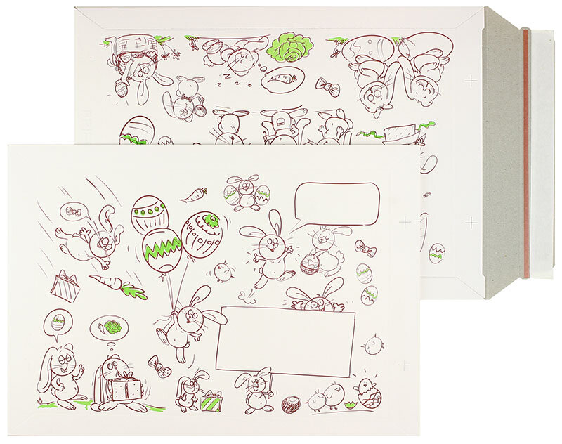 enveloppes en carton blanc (motif pascal) 250 x 353 mm (b4) | 500 g/m² carton duplex | sans fenêtre | fermeture adhésive | rabat droit | 100 pièces