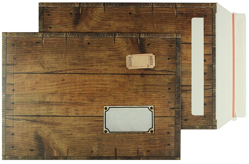 enveloppes en carton colorées marron (bois-motif) 250 x 353 mm (b4) | 500 g/m² carton duplex | sans fenêtre | fermeture adhésive | rabat droit | 100 pièces