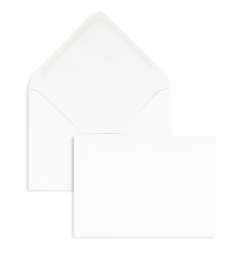 enveloppes blanc 125 x 176 mm (b6) | 100 g/m² côtelé | sans fenêtre | fermeture gommée | rabat pointu | 100 pièces
