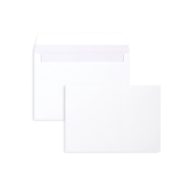 enveloppes blanc 125 x 176 mm (b6) | 100 g/m² offset | sans fenêtre | fermeture adhésive | rabat droit | 500 pièces
