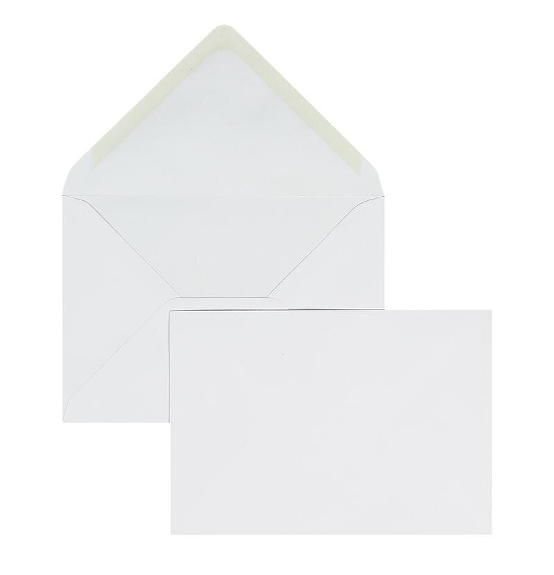 enveloppes blanc 125 x 176 mm (b6) | 100 g/m² offset | sans fenêtre | fermeture gommée | rabat pointu | 100 pièces