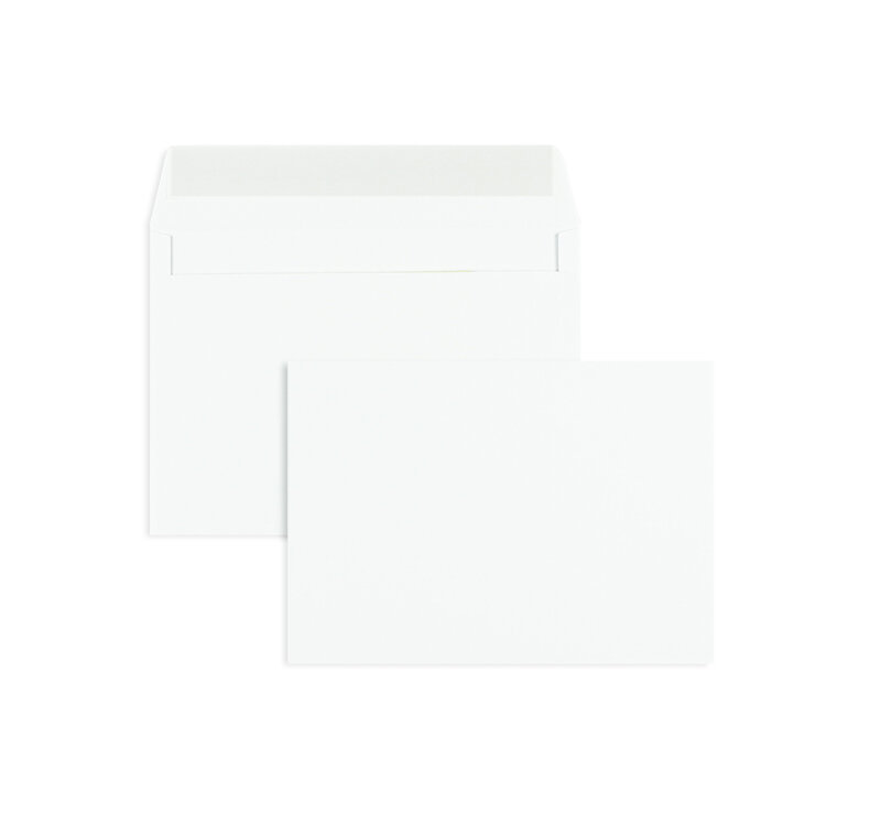 enveloppes blanc 125 x 176 mm (b6) | 120 g/m² offset | sans fenêtre | fermeture adhésive | rabat droit | 100 pièces
