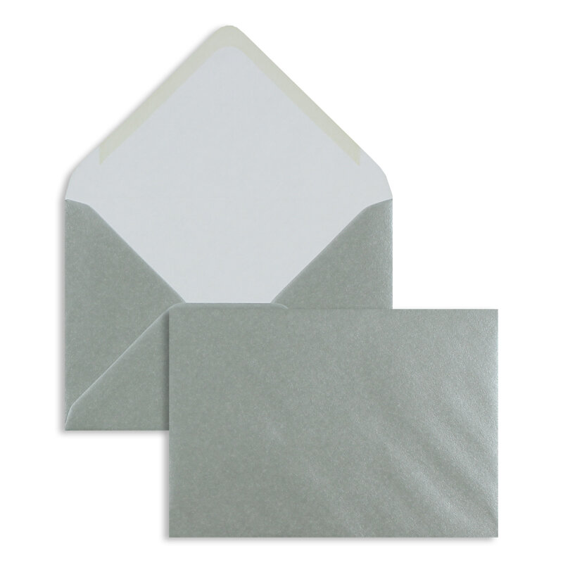enveloppes colorées argent 125 x 176 mm (b6) | 100 g/m² offset | sans fenêtre | fermeture gommée | rabat pointu | 100 pièces