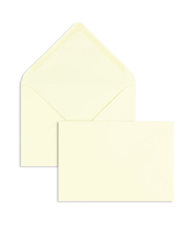 enveloppes colorées crème (biscuit) 125 x 176 mm (b6) | 100 g/m² offset | sans fenêtre | fermeture gommée | rabat pointu | 100 pièces