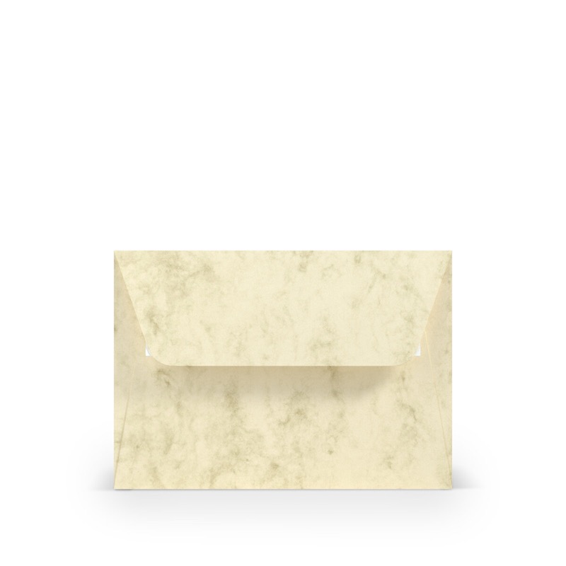 enveloppes colorées crème (chamois marbré) 125 x 176 mm (b6) | 100 g/m² offset (paperado) | sans fenêtre | fermeture adhésive | rabat droit | 100 pièces
