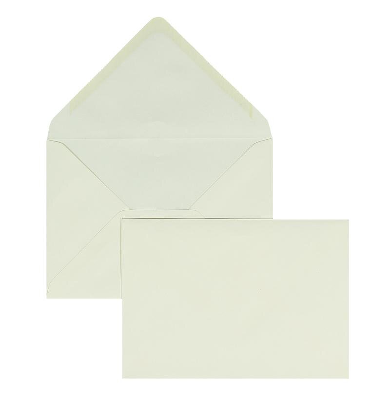enveloppes colorées crème (ivoire clair) 125 x 176 mm (b6) | 100 g/m² offset | sans fenêtre | fermeture gommée | rabat pointu | 100 pièces