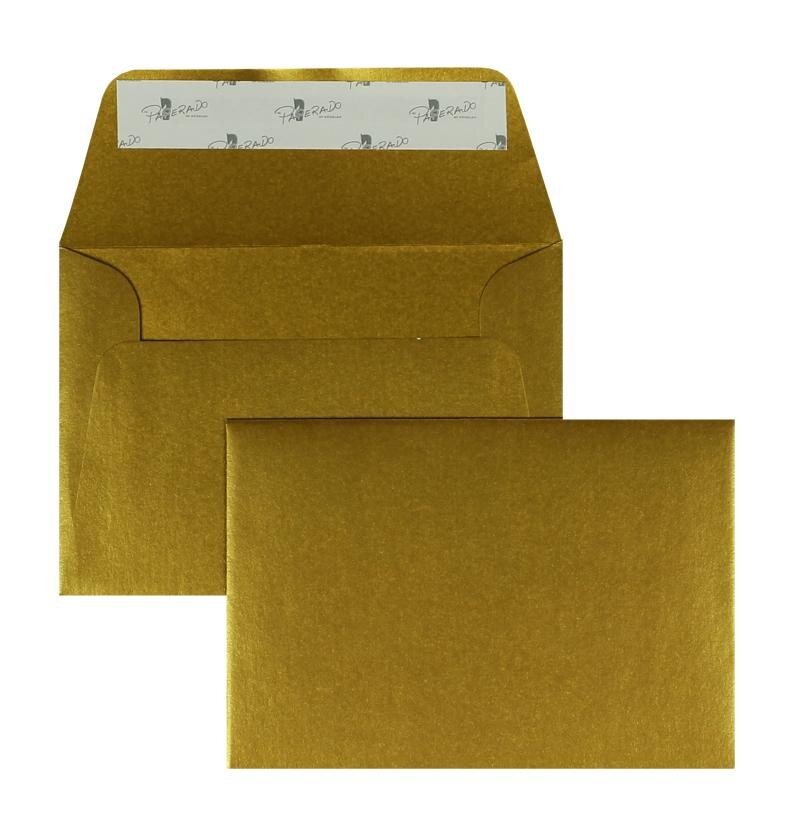 enveloppes colorées doré 125 x 176 mm (b6) | 100 g/m² offset (paperado) | sans fenêtre | fermeture adhésive | rabat droit | 100 pièces