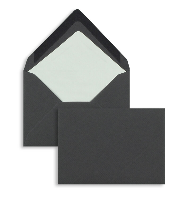 enveloppes colorées gris (ardoise) 125 x 176 mm (b6) | 100 g/m² côtelé (paperado) | sans fenêtre | fermeture gommée | rabat pointu | 100 pièces