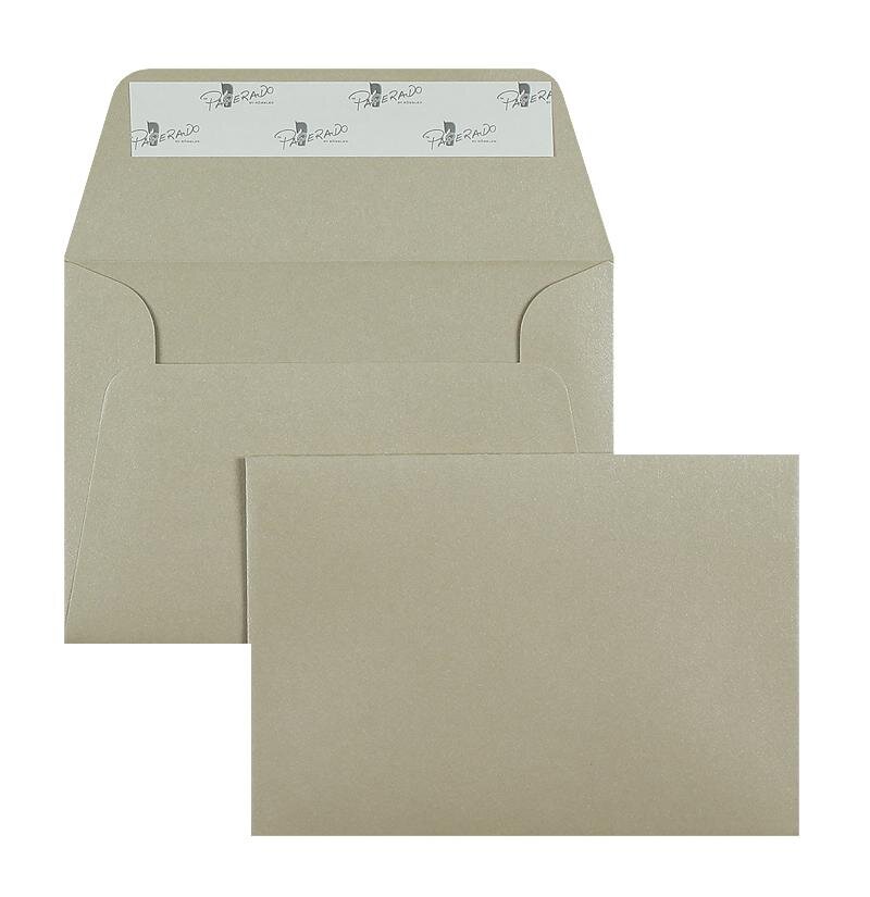 enveloppes colorées gris (gris taupe) 125 x 176 mm (b6) | 100 g/m² métallique | sans fenêtre | fermeture adhésive | rabat droit | 100 pièces