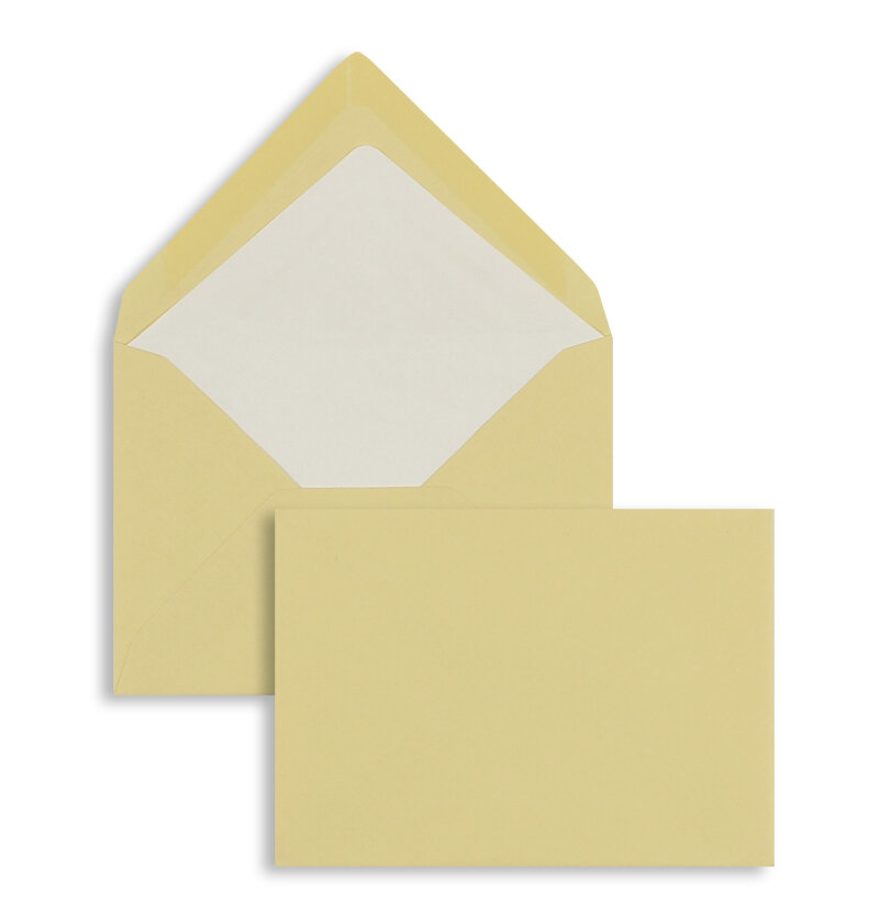 enveloppes colorées jaune (jaune melon) 125 x 176 mm (b6) | 100 g/m² côtelé (paperado) | sans fenêtre | fermeture gommée | rabat pointu | 100 pièces