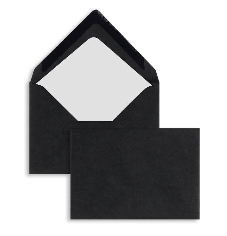 enveloppes colorées noir 125 x 176 mm (b6) | 100 g/m² mat (paperado) | sans fenêtre | fermeture gommée | rabat pointu | 100 pièces