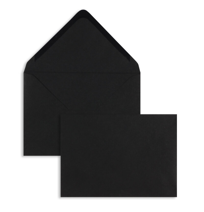 enveloppes colorées noir 125 x 176 mm (b6) | 100 g/m² offset | sans fenêtre | fermeture gommée | rabat pointu | 100 pièces