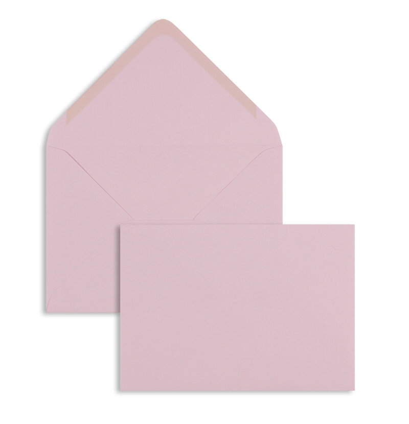enveloppes colorées rose (rose pastel) 125 x 176 mm (b6) | 100 g/m² offset | sans fenêtre | fermeture gommée | rabat pointu | 100 pièces