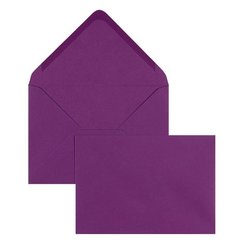enveloppes colorées violet (aubergine) 125 x 176 mm (b6) | 100 g/m² offset | sans fenêtre | fermeture gommée | rabat pointu | 100 pièces