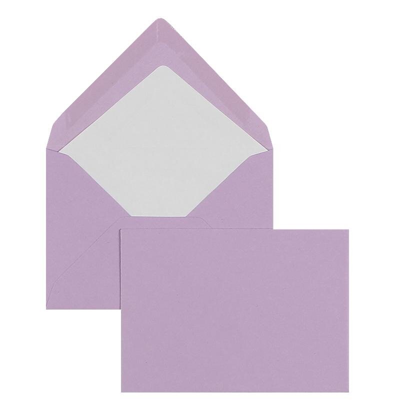 enveloppes colorées violet (orchidée lilas) 125 x 176 mm (b6) | 100 g/m² côtelé (paperado) | sans fenêtre | fermeture gommée | rabat pointu | 100 pièces
