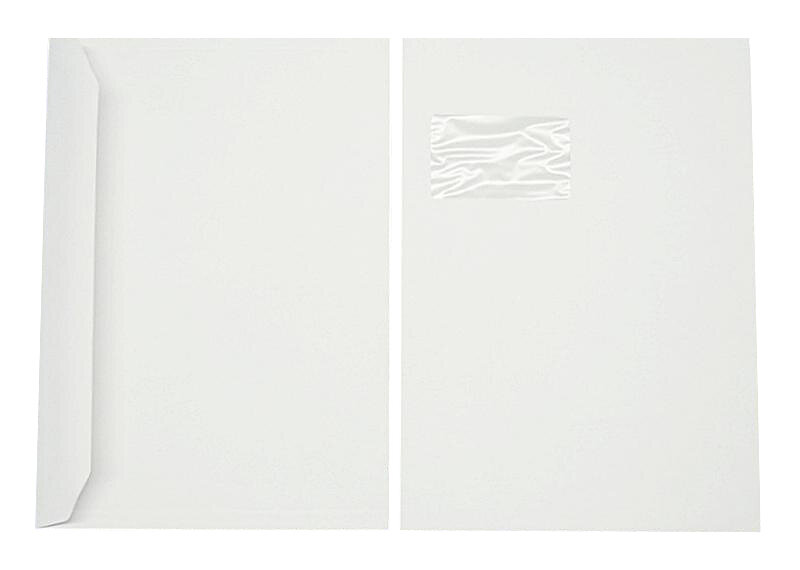 enveloppe de mise sous pli blanc 229 x 324 mm (c4) | 100 g/m² offset | avec fenêtre | fermeture gommée | rabat trapézoïdal | 250 pièces