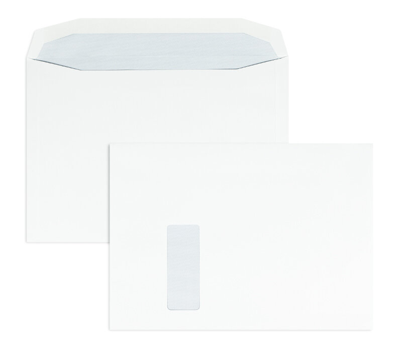 enveloppe de mise sous pli blanc 229 x 324 mm (c4) | 100 g/m² offset | avec fenêtre | fermeture gommée | rabat trapézoïdal | 250 pièces