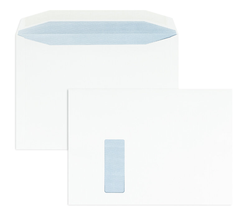 enveloppe de mise sous pli blanc 229 x 324 mm (c4) | 120 g/m² offset | avec fenêtre | fermeture gommée | rabat trapézoïdal | 250 pièces