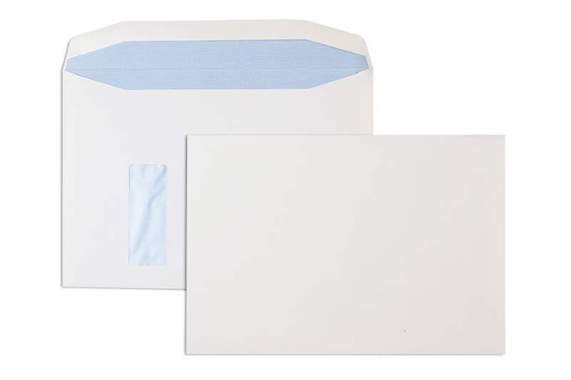 enveloppe de mise sous pli blanc 229 x 324 mm (c4) | 120 g/m² offset | avec fenêtre | fermeture gommée | rabat trapézoïdal | 250 pièces