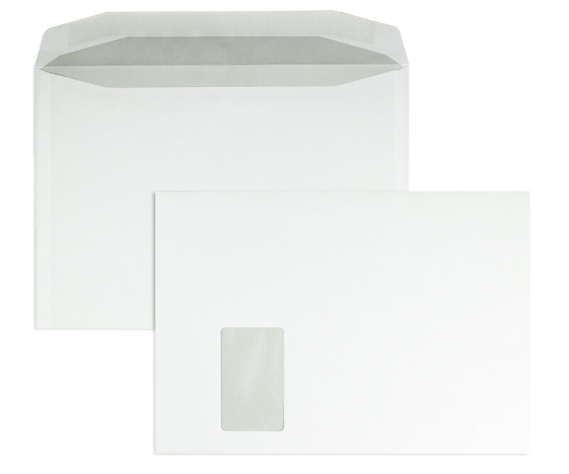 enveloppe de mise sous pli blanc 229 x 324 mm (c4) | 90 g/m² offset | avec fenêtre | fermeture gommée | rabat trapézoïdal | 250 pièces