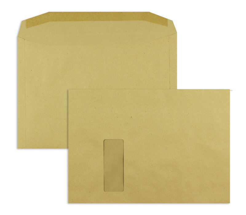 enveloppe de mise sous pli colorées marron 229 x 324 mm (c4) | 100 g/m² natron | avec fenêtre | fermeture gommée | rabat trapézoïdal | 250 pièces