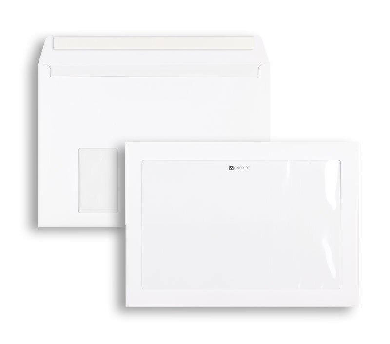 enveloppes avec fenêtre publicitaire blanc 229 x 324 mm (c4) | 120 g/m² offset | 2 fenêtres | fermeture adhésive | rabat droit | 250 pièces