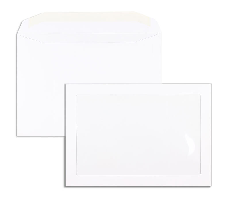 enveloppes avec fenêtre publicitaire blanc 229 x 324 mm (c4) | 120 g/m² offset | avec fenêtre | fermeture gommée | rabat trapézoïdal | 250 pièces