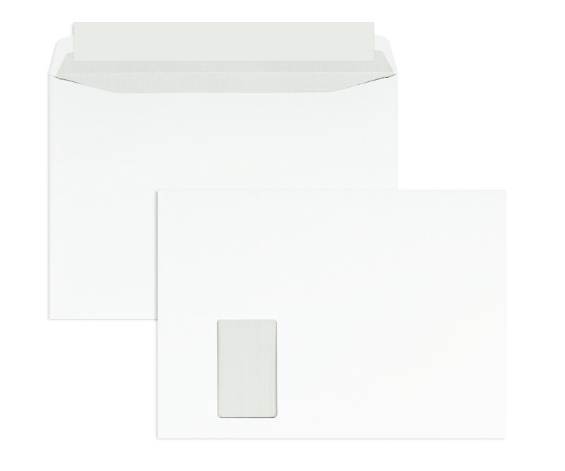 enveloppes blanc 229 x 324 mm (c4) | 120 g/m² offset | avec fenêtre | fermeture adhésive | rabat droit | 250 pièces