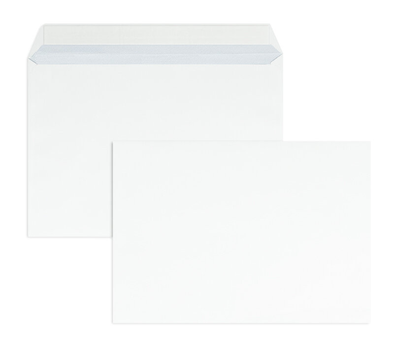 enveloppes blanc (blanc d'hiver) 229 x 324 mm (c4) | 120 g/m² offset | sans fenêtre | fermeture adhésive | rabat droit | 250 pièces