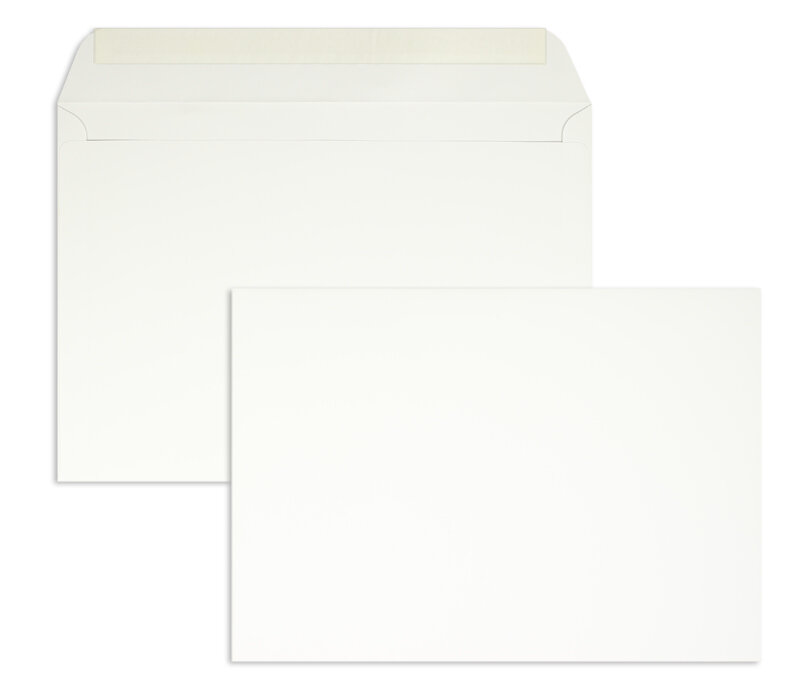 enveloppes blanc (blanc royal) 229 x 324 mm (c4) | 140 g/m² soyeux lisse | sans fenêtre | fermeture adhésive | rabat droit | 125 pièces