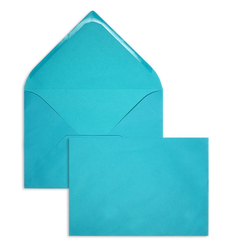 enveloppes colorées bleu (petrol) 229 x 324 mm (c4) | 120 g/qm velin | sans fenêtre | fermeture gommée | rabat pointu | 100 pièces