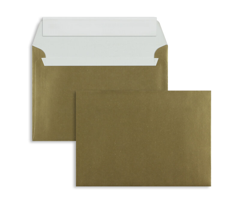 enveloppes colorées doré 229 x 324 mm (c4) | 130 g/qm métallique | sans fenêtre | fermeture adhésive | rabat droit | 100 pièces