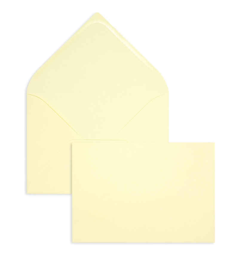 enveloppes colorées jaune (jaune pastel) 229 x 324 mm (c4) | 120 g/m² velin | sans fenêtre | fermeture gommée | rabat pointu | 100 pièces