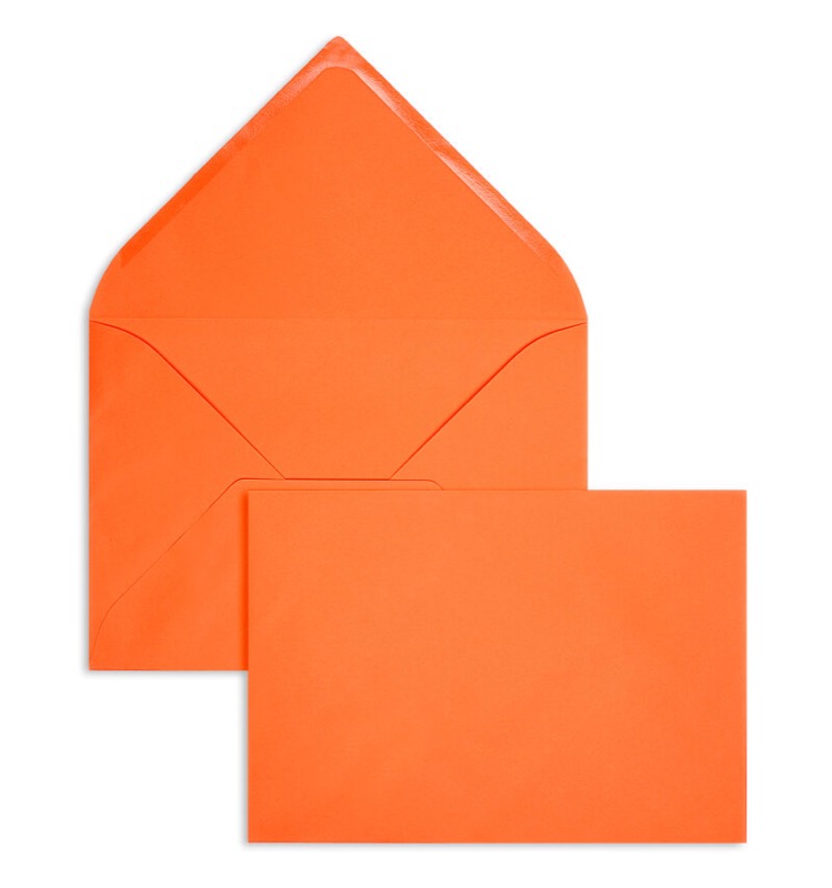 enveloppes colorées orange 229 x 324 mm (c4) | 120 g/m² velin | sans fenêtre | fermeture gommée | rabat pointu | 100 pièces