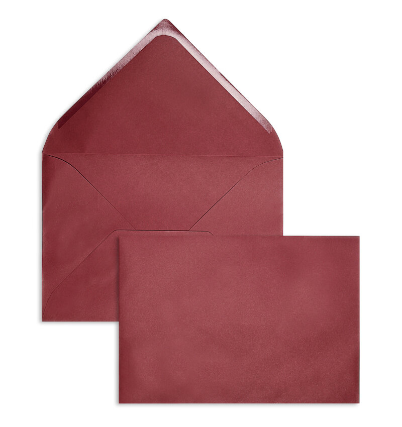 enveloppes colorées rouge (bordeaux) 229 x 324 mm (c4) | 120 g/m² velin | sans fenêtre | fermeture gommée | rabat pointu | 100 pièces