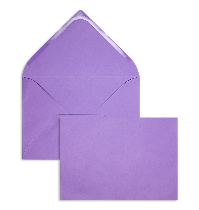 enveloppes colorées violet (lilas) 229 x 324 mm (c4) | 120 g/m² velin | sans fenêtre | fermeture gommée | rabat pointu | 100 pièces