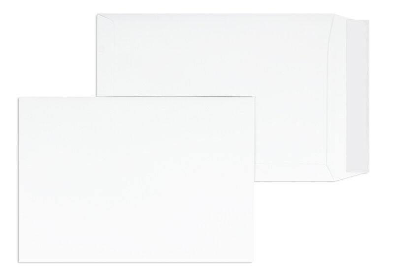enveloppes dos cartonné blanc 229 x 324 mm (c4) | 120 g/m² offset | sans fenêtre | fermeture adhésive | rabat droit | 100 pièces