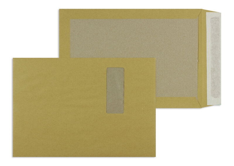 enveloppes dos cartonné colorées marron 229 x 324 mm (c4) | 120 g/m² natron | avec fenêtre | fermeture adhésive | rabat droit | 125 pièces