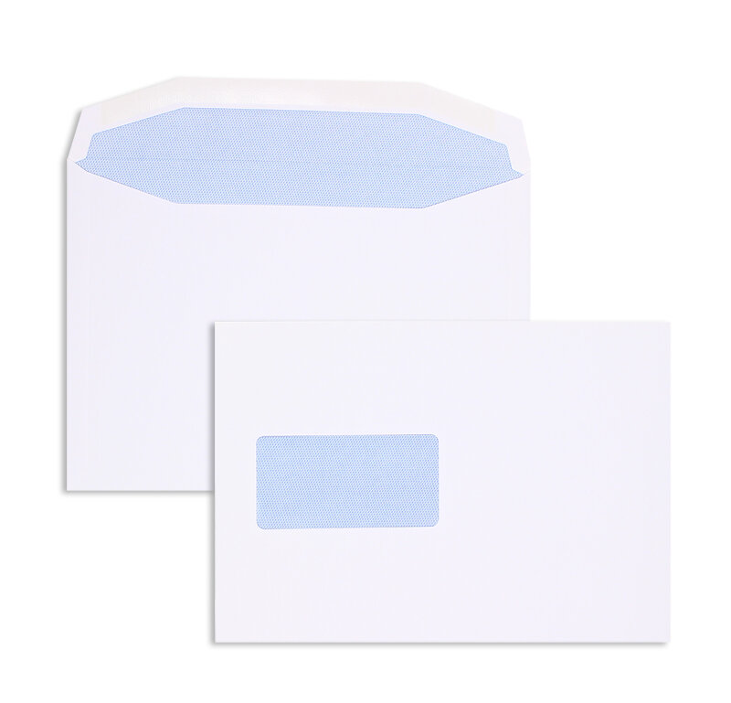 enveloppe de mise sous pli blanc 162 x 229 mm (c5) | 110 g/m² offset | avec fenêtre | fermeture gommée | rabat trapézoïdal | 500 pièces