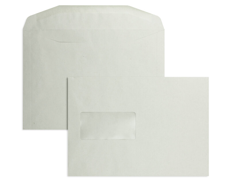enveloppe de mise sous pli colorées gris 162 x 229 mm (c5) | 75 g/m² recycling | avec fenêtre | fermeture gommée | rabat trapézoïdal | 500 pièces