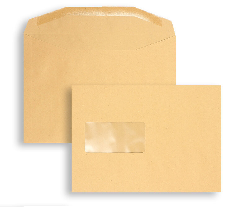 enveloppe de mise sous pli colorées marron 162 x 229 mm (c5) | 80 g/m² natron | avec fenêtre | fermeture gommée | rabat trapézoïdal | 500 pièces