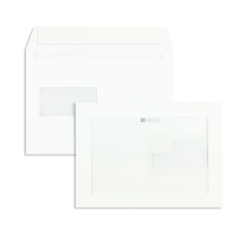 enveloppes avec fenêtre publicitaire blanc 162 x 229 mm (c5) | 120 g/m² offset | 2 fenêtres | fermeture adhésive | rabat droit | 500 pièces