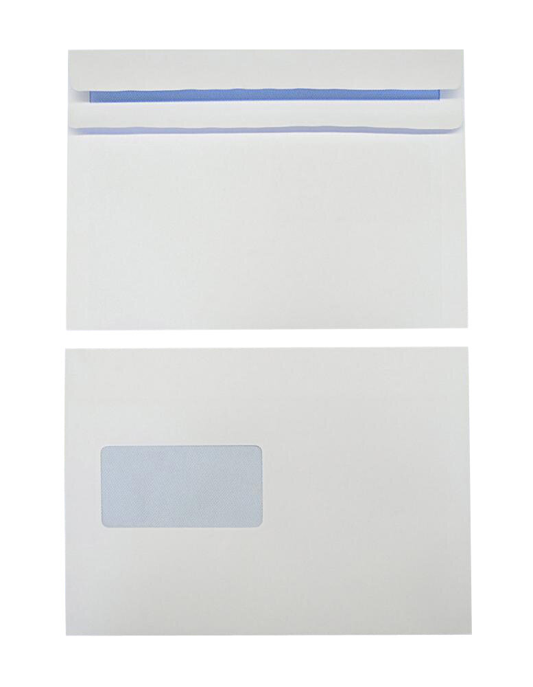 enveloppes blanc 162 x 229 mm (c5) | 100 g/m² offset | avec fenêtre | fermeture autocollante | rabat droit | 500 pièces