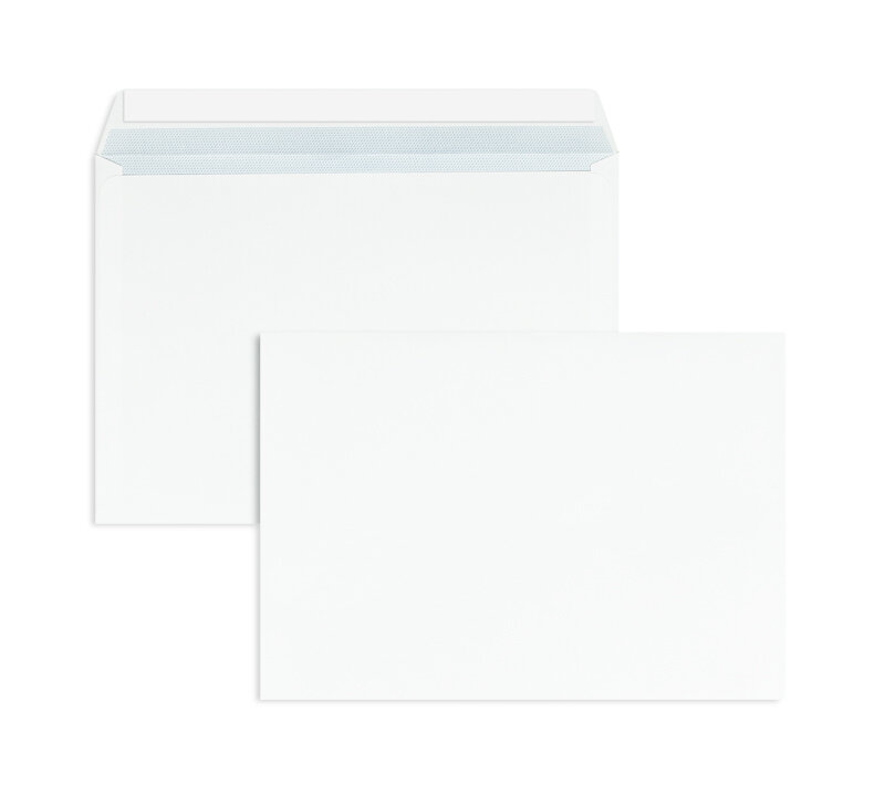 enveloppes blanc 162 x 229 mm (c5) | 100 g/m² offset | sans fenêtre | fermeture adhésive | rabat droit | 500 pièces