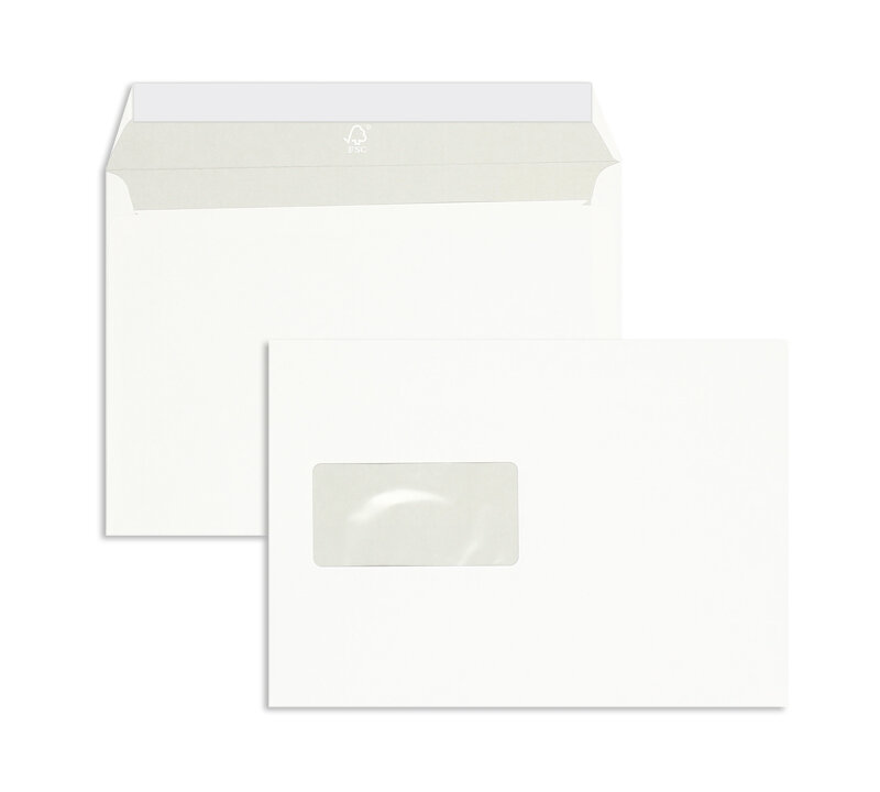 enveloppes blanc 162 x 229 mm (c5) | 115 g/m² fine´s®polar | avec fenêtre | fermeture adhésive | rabat droit | 500 pièces