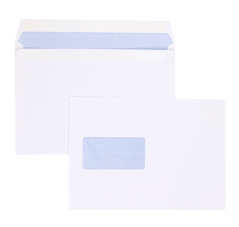 enveloppes blanc 162 x 229 mm (c5) | 90 g/m² offset | avec fenêtre | fermeture autocollante | rabat droit | 500 pièces
