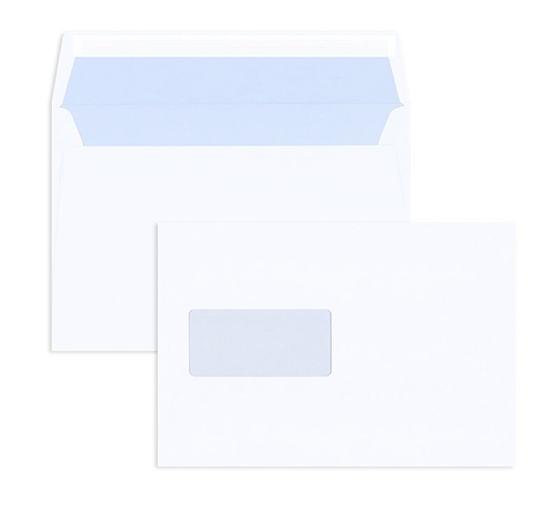 enveloppes blanc (blanc d'hiver) 162 x 229 mm (c5) | 120 g/qm mat | avec fenêtre | fermeture adhésive | 250 pièces